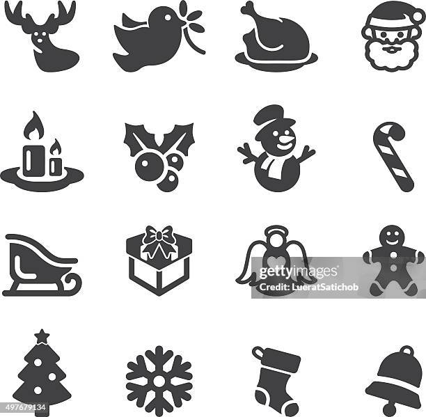 stockillustraties, clipart, cartoons en iconen met christmas silhouette icons | eps10 - xmas eps