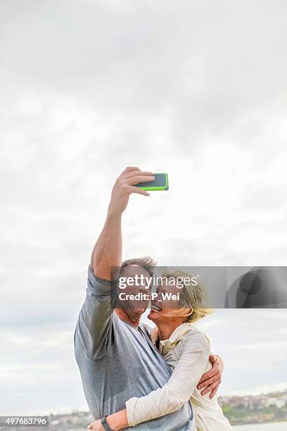 romantic middle age couple selfie - 2015 45 50 stock pictures, royalty-free photos & images