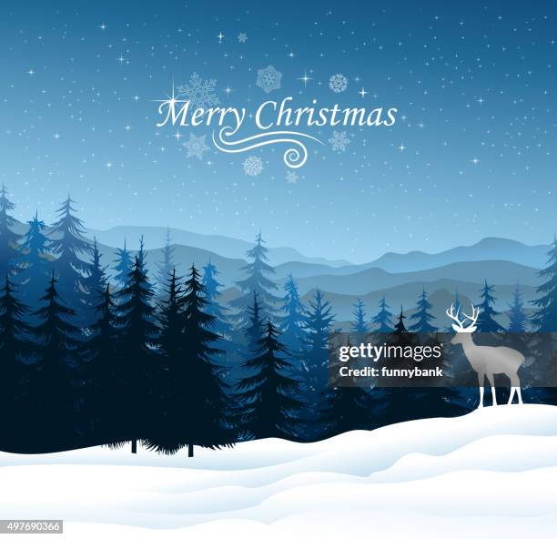 christmas season - snowy hill stock illustrations