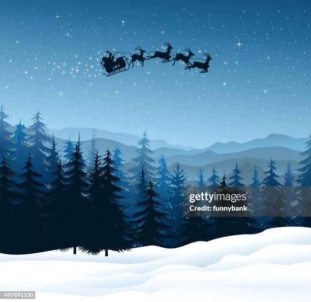 santa claus in night - sled stock illustrations