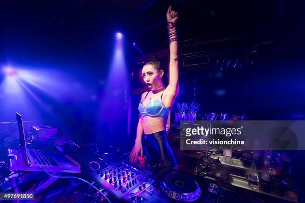 coquettish dance club dj - black dj stock pictures, royalty-free photos & images