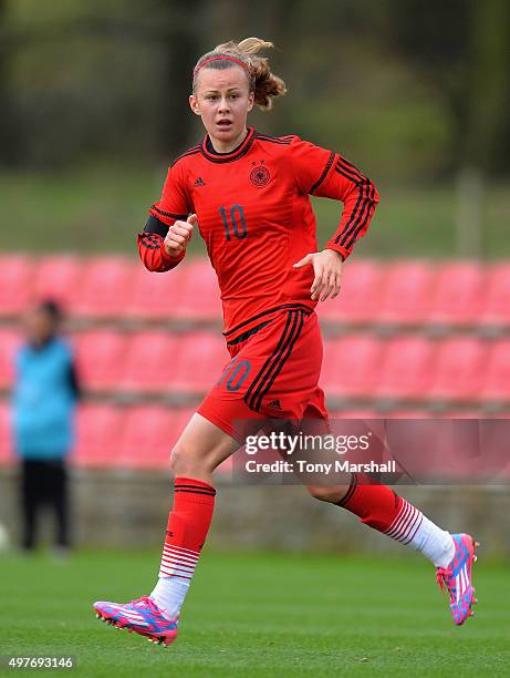 Lena Lattwien of Germany during Women's U16s International Friendly match between England U16s Women and Germany U16s Women at St Georges Park on...