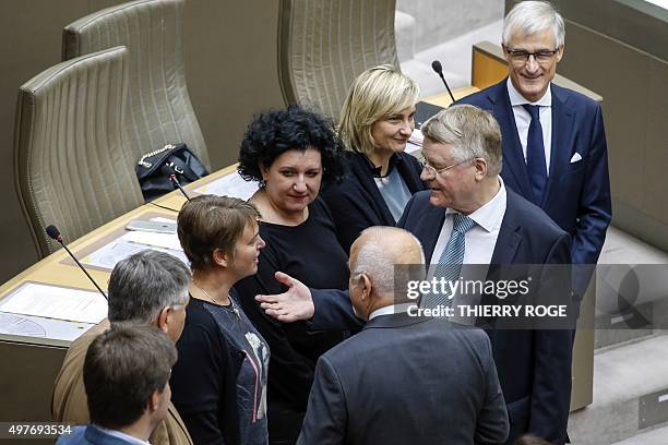 The President of the European Committee of the Regions , Markku Markkula talks with Flemish Minister of Environment, Spatial Planning and Agriculture...