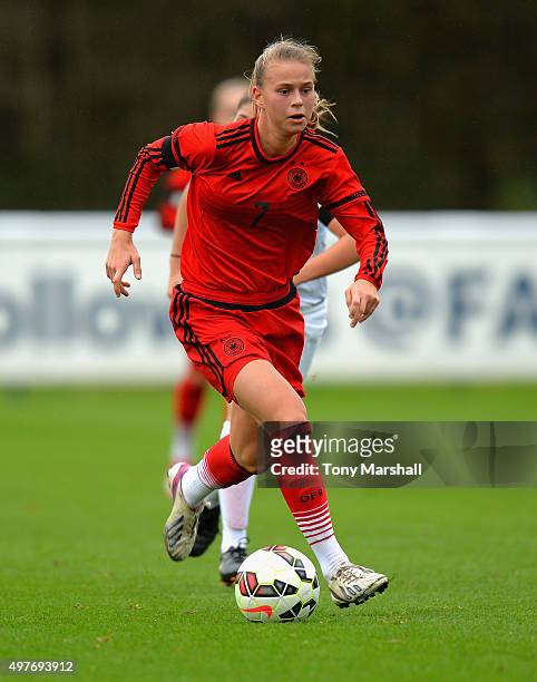 Klara Buhl of Germany during Women's U16s International Friendly match between England U16s Women and Germany U16s Women at St Georges Park on...
