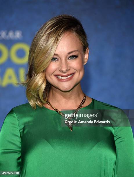 Actress Alyshia Ochse arrives at the premiere of Disney-Pixar's "The Good Dinosaur" on November 17, 2015 in Hollywood, California.