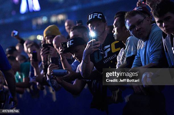 General view of fans waiting for a fighter walkout during the UFC 193 event at Etihad Stadium on November 15, 2015 in Melbourne, Australia.