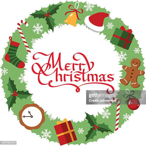 christmas wreath - socks isolated stock illustrations