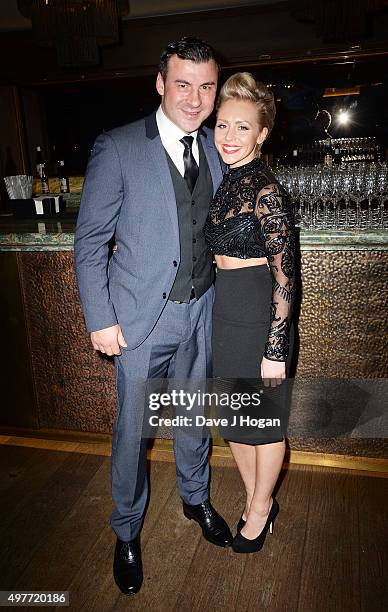 Joe Calzaghe and Lucy Griffiths attend the UK Gala Screening of "Mr Calzaghe" at May Fair Hotel on November 18, 2015 in London, England.