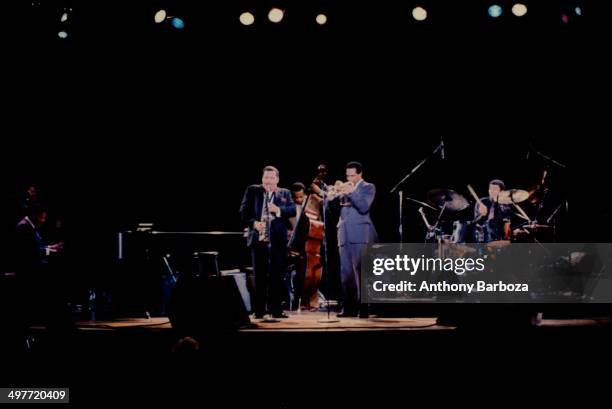 From left, American jazz musicians McCoy Tyner, on piano, Jackie McLean , on saxophone, Cecil McBee, on bass, Woody Shaw , on trumpet, and Jack...