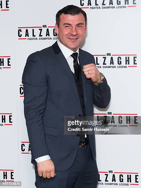 Joe Calzaghe attends the UK Gala Screening of "Mr Calzaghe" at May Fair Hotel on November 18, 2015 in London, England.