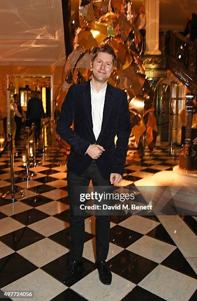 Christopher Bailey attends the Claridge's Christmas Tree Party 2015, designed by Christopher Bailey for Burberry, at Claridge's Hotel on November 18,...