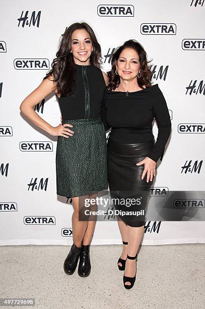 Gloria Estefan and Ana Villafane visit "Extra" at their New York Studios at H&M in Times Square on November 18, 2015 in New York City.