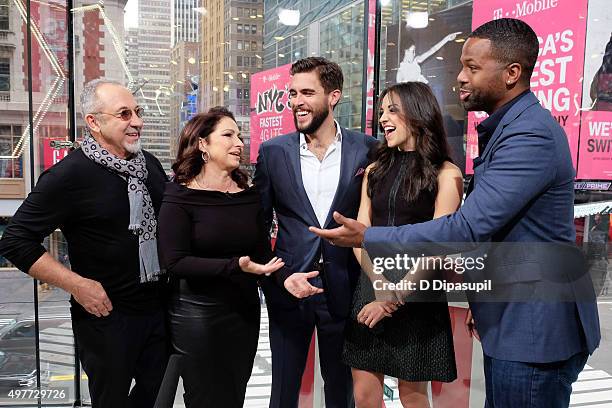 Calloway interviews Ana Villafane, Josh Segarra, Gloria Estefan, and Emilio Estefan during their visit to "Extra" at their New York Studios at H&M in...