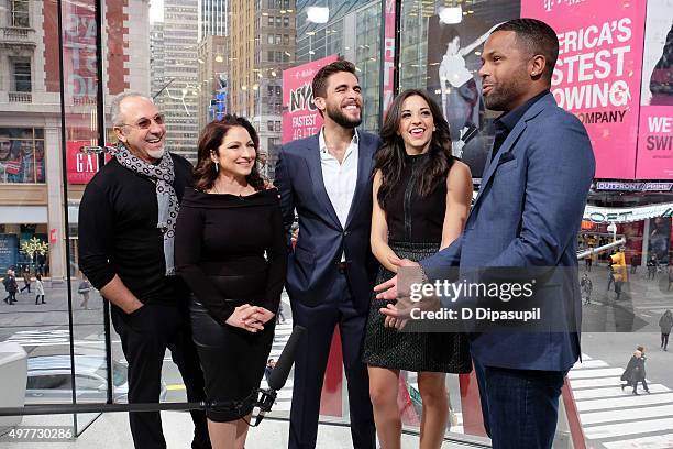 Calloway interviews Ana Villafane, Josh Segarra, Gloria Estefan, and Emilio Estefan during their visit to "Extra" at their New York Studios at H&M in...