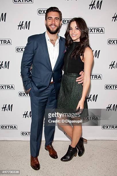 Josh Segarra and Ana Villafane visit "Extra" at their New York Studios at H&M in Times Square on November 18, 2015 in New York City.