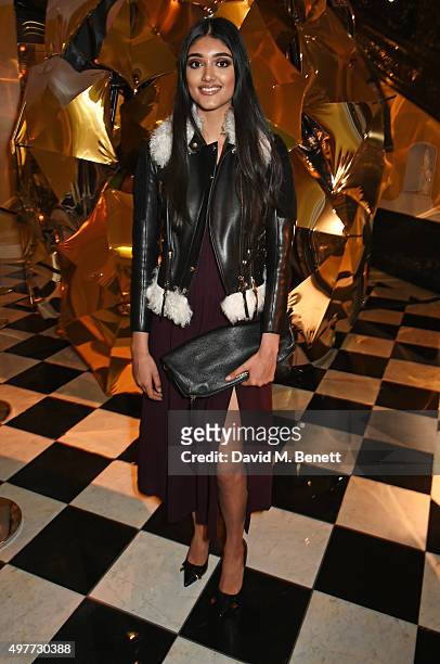 Neelam Gill attends the Claridge's Christmas Tree Party 2015, designed by Christopher Bailey for Burberry, at Claridge's Hotel on November 18, 2015...