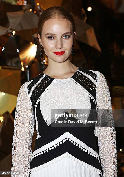 Petra Palumbo attends the Claridge's Christmas Tree Party 2015, designed by Christopher Bailey for Burberry, at Claridge's Hotel on November 18, 2015...