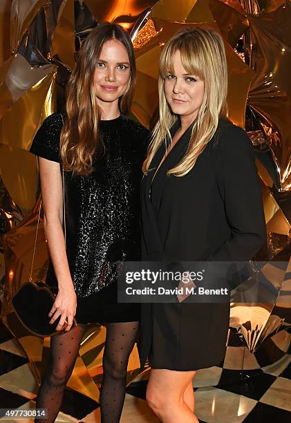 Alicia Rountree and Sophie Michell attend the Claridge's Christmas Tree Party 2015, designed by Christopher Bailey for Burberry, at Claridge's Hotel...