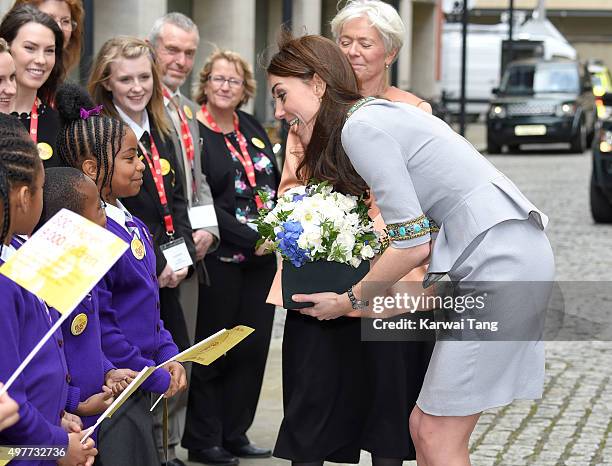 Catherine, Duchess of Cambridge attends this year's Place2Be Headteacher Conference at Bank of America Merrill Lynch on November 18, 2015 in London,...