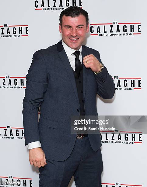 Joe Calzaghe attends the UK Gala Screening of "Mr Calzaghe" at May Fair Hotel on November 18, 2015 in London, England.
