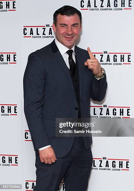 Joe Calzaghe attends the UK Gala Screening of "Mr Calzaghe" at May Fair Hotel on November 18, 2015 in London, England.