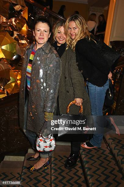 Katie Grand and guests attend the Claridge's Christmas Tree Party 2015, designed by Christopher Bailey for Burberry, at Claridge's Hotel on November...