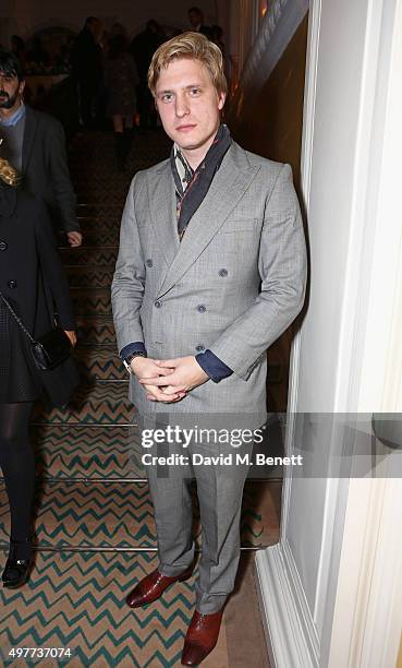 Tom Chamberlin attends the Claridge's Christmas Tree Party 2015, designed by Christopher Bailey for Burberry, at Claridge's Hotel on November 18,...