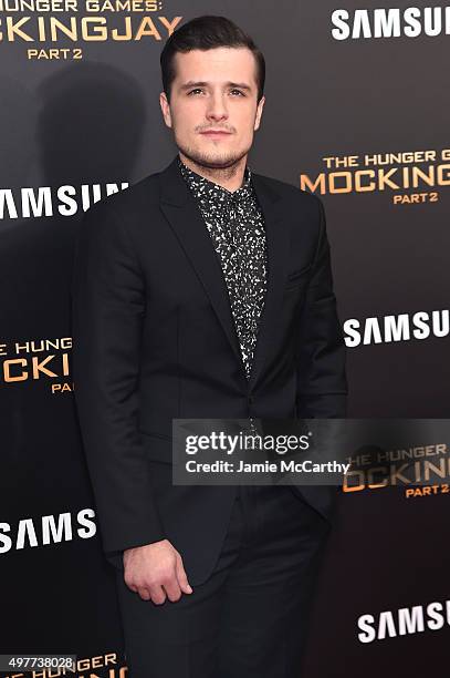 Josh Hutcherson attends "The Hunger Games: Mockingjay- Part 2" New York Premiere at AMC Loews Lincoln Square 13 theater on November 18, 2015 in New...