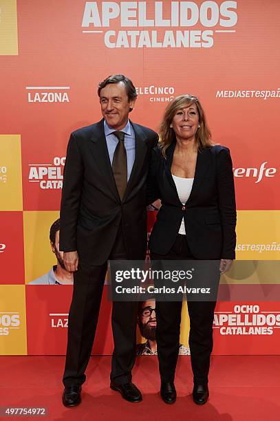 Rafael Hernando and Alicia Sanchez Camacho attend the "Ocho Apellidos Catalanes" premiere at the Capitol cinema on November 18, 2015 in Madrid, Spain.