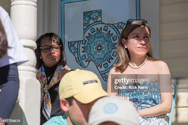 San Antonio Mayor Ivy R. Taylor and designer Marisol Deluna attend the grand opening of Marisol Deluna New York Design Studio and Educational...