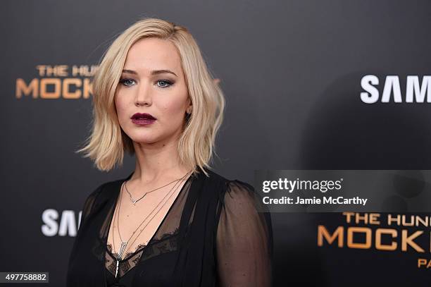 Jennifer Lawrence attends "The Hunger Games: Mockingjay- Part 2" New York Premiere at AMC Loews Lincoln Square 13 theater on November 18, 2015 in New...