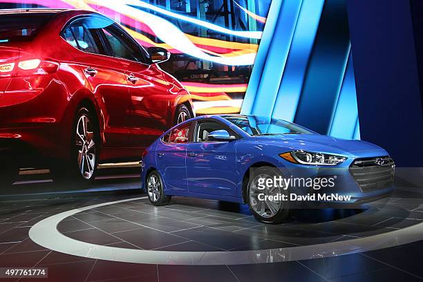 The new Hyundai Elantra is presented at the 2015 Los Angeles Auto Show on November 18, 2015 in Los Angeles, California. The LA Auto Show was founded...