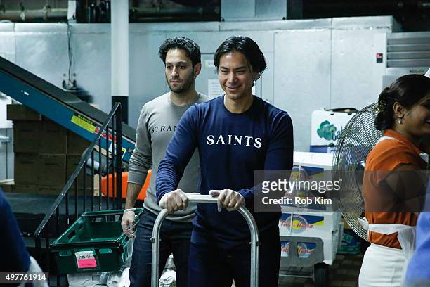 Kalani Queypo and Seth Fisher of "Saints & Strangers" volunteer at The Food Bank Of NYC Community Kitchen as part of National Geographic Channel and...