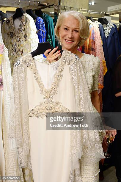 Helen Mirren attends "Badgley Mischka: American Glamour" book celebration at Bergdorf Goodman on November 18, 2015 in New York City.