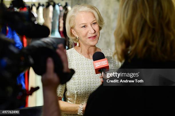 Helen Mirren attends "Badgley Mischka: American Glamour" book celebration at Bergdorf Goodman on November 18, 2015 in New York City.