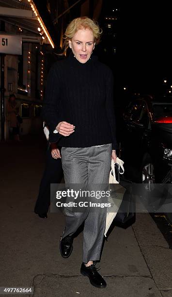 Nicole Kidman leaves the Noel Coward Theatre after her latest performance in 'Photograph 51' on November 18, 2015 in London, England.