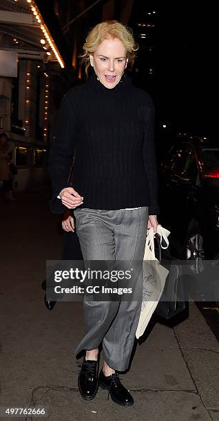 Nicole Kidman leaves the Noel Coward Theatre after her latest performance in 'Photograph 51' on November 18, 2015 in London, England.