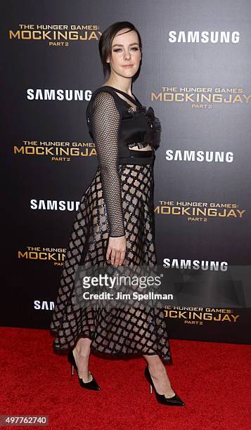Actress Jena Malone attends the "The Hunger Games: Mockingjay- Part 2" New York premiere at AMC Loews Lincoln Square 13 theater on November 18, 2015...