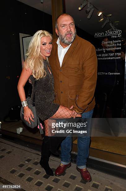 Leah Newman and Neil Ruddock attend MySugarbabes model and talent agency Launch party on November 18, 2015 in London, England.