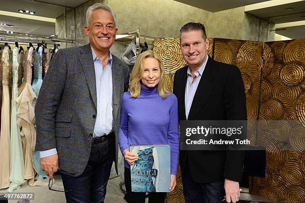 Mark Badgley, Gillian Miniter and James Mischka attend "Badgley Mischka: American Glamour" book celebration at Bergdorf Goodman on November 18, 2015...