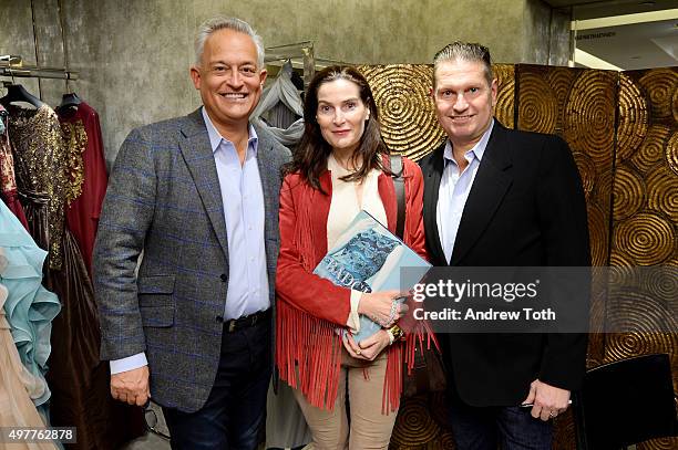 Mark Badgley, Jennifer Creel and James Mischka attend "Badgley Mischka: American Glamour" book celebration at Bergdorf Goodman on November 18, 2015...