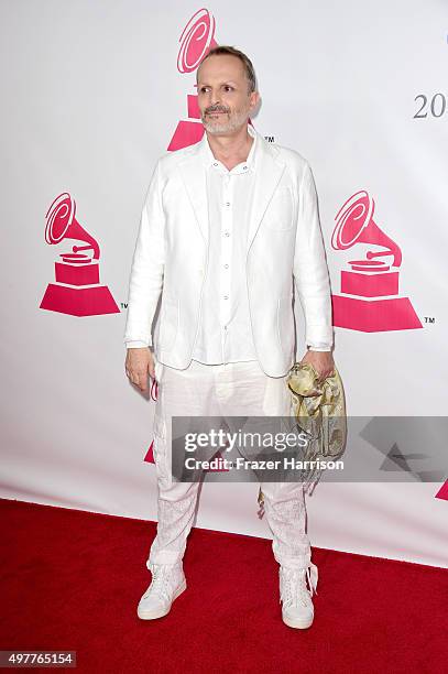 Recording artist Miguel Bose attends the 2015 Latin GRAMMY Person of the Year honoring Roberto Carlos at the Mandalay Bay Events Center on November...