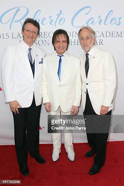 President & CEO of the Latin Academy of Recording Arts & Sciences Gabriel Abaroa Jr., honoree Roberto Carlos and President of the National Academy of...
