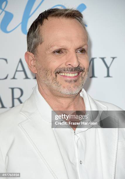 Recording artist Miguel Bose attends the 2015 Latin GRAMMY Person of the Year honoring Roberto Carlos at the Mandalay Bay Events Center on November...