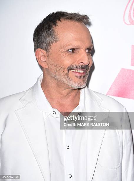 Singer Miguel Bose arrives for the 2015 Latin Recording Academy Person of the Year gala honoring Brazilian singer and composer Roberto Carlos on...