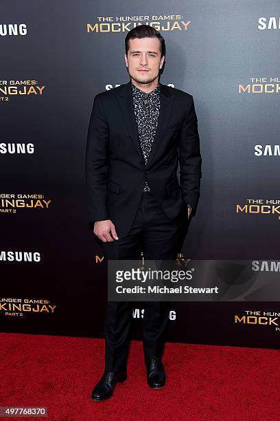 Actor Josh Hutcherson attends "The Hunger Games: Mockingjay- Part 2" New York premiere at AMC Loews Lincoln Square 13 theater on November 18, 2015 in...