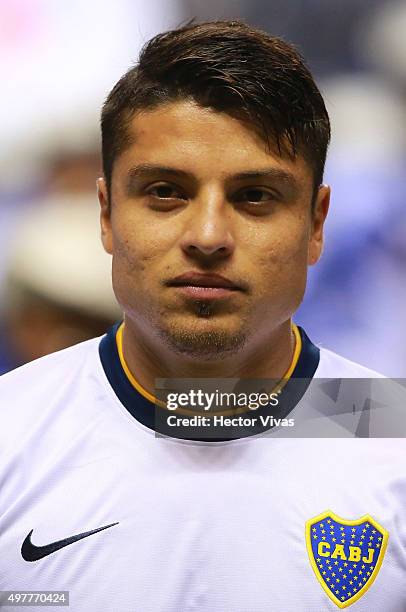 Sebastian Palacios of Boca Juniors looks on prior the friendly match between Puebla and Boca Juniors at Cuauhtemoc Stadium on November 18, 2015 in...