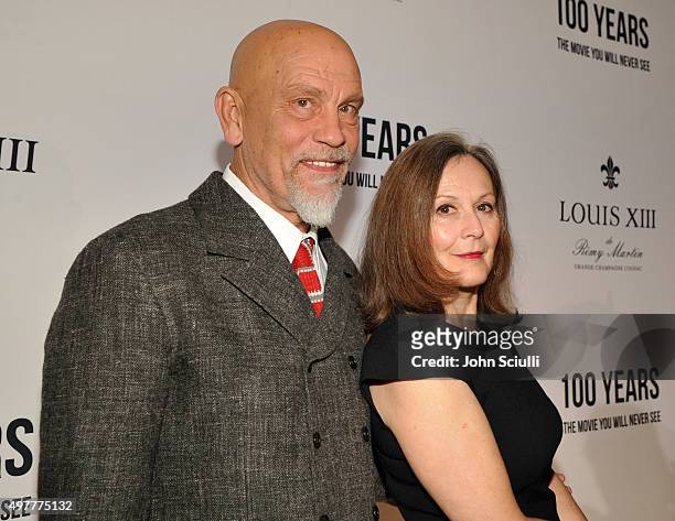 Actor John Malkovich and Nicoletta Peyran attend Louis XIII Celebration of "100 Years" The Movie You Will Never See, starring John Malkovich at a...