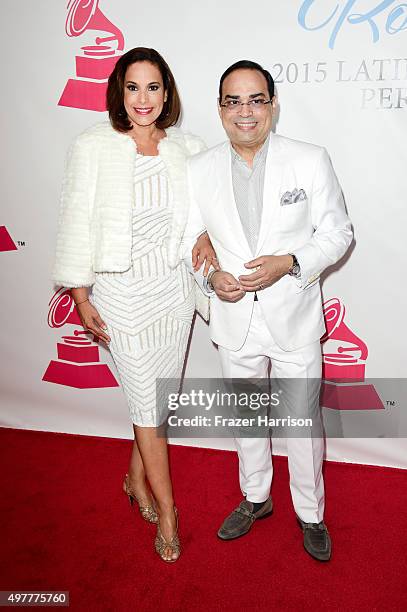 Actress Alexandra Malagon and recording artist Gilberto Santa Rosa attend the 2015 Latin GRAMMY Person of the Year honoring Roberto Carlos at the...