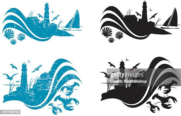 lighthouse - nautical icons - safe harbor stock illustrations